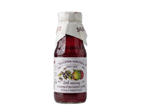 Sok owocowy z czarnej porzeczki i jabłek tłoczony ze świeżych owoców 300 ml