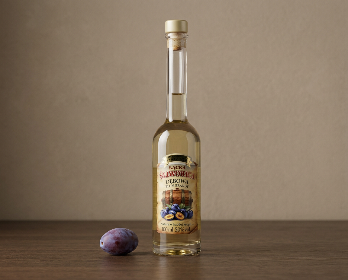 Śliwowica Łącka DĘBOWA 50% 100 ml Destylat - Okowita z Łąckich Śliwek